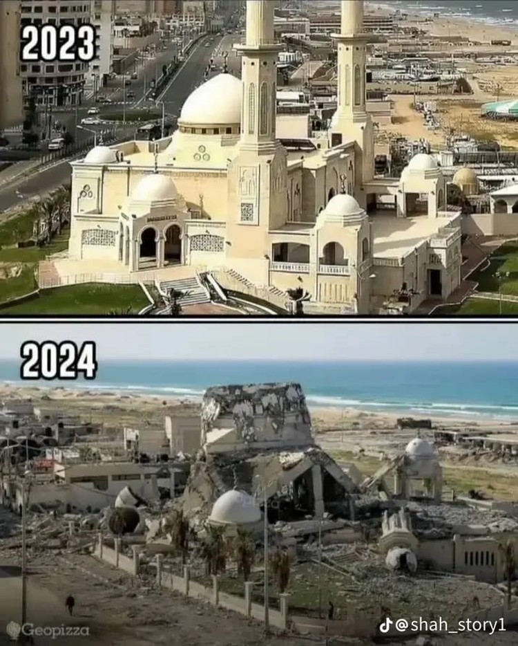 potret sedih gaza sebelum dan setelah dibombardir israel