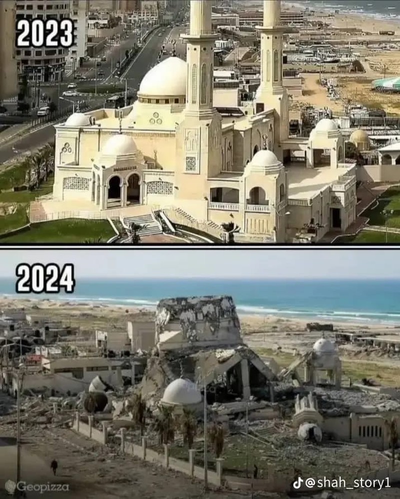 potret sedih gaza sebelum dan setelah dibombardir israel