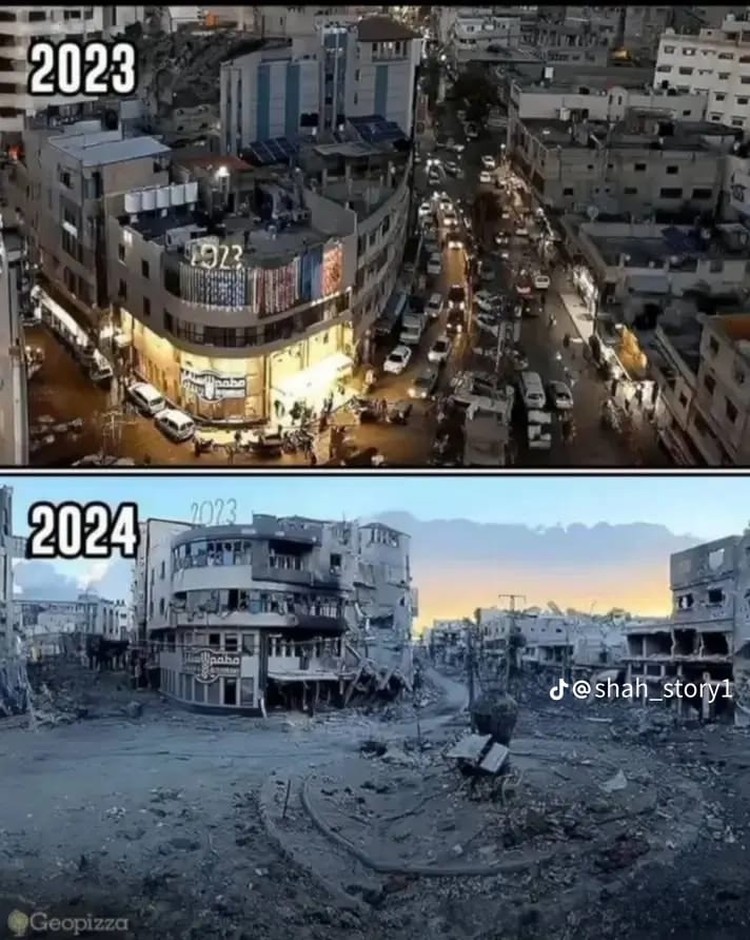 potret sedih gaza sebelum dan setelah dibombardir israel