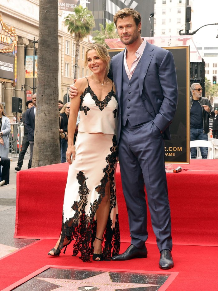 HOLLYWOOD, CALIFORNIA - MAY 23: (L-R) Elsa Pataky and Chris Hemsworth attend the Hollywood Walk of Fame Star Ceremony honoring Chris Hemsworth on May 23, 2024 in Hollywood, California. (Photo by Kevin Winter/Getty Images)