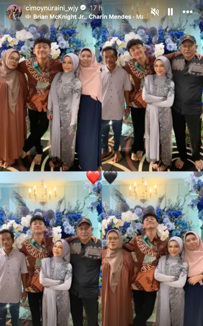 Orangtua serta keluarga Cimoy dan kekasihnya tampak hadir memberikan doa restu. Cimoy dan kekasihnya pun banjir ucapan selamat serta doa dari para kerabat dan netizen. Foto: Instagram/@cimoynuraini_wjy