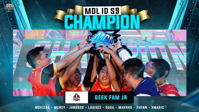 Kompetisi Mobile Legends tier dua besutan Moonton, MDL ID S9, telah berakhir. Geek Fam Jr sukses memperoleh gelar juara, usai menang dramatis dari RRQ Sena 4-3.