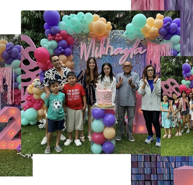 Terlihat kakek, nenek, kedua orangtua, serta adik-adik Mikhayla turut hadir menemani Mikhayla di pesta perayaan ulang tahunnya itu. Foto: Instagram/@ramadhaniabakrie