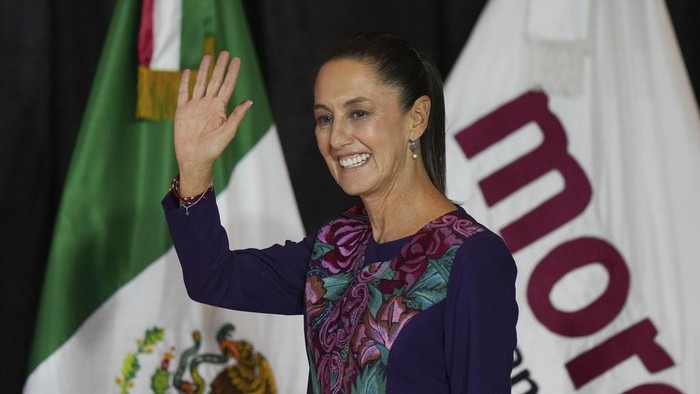 Claudia Sheinbaum terpilih sebagai presiden perempuan pertama Meksiko. Dia menang telak pada pemilu Meksiko, Minggu (2/6/2024) waktu setempat.