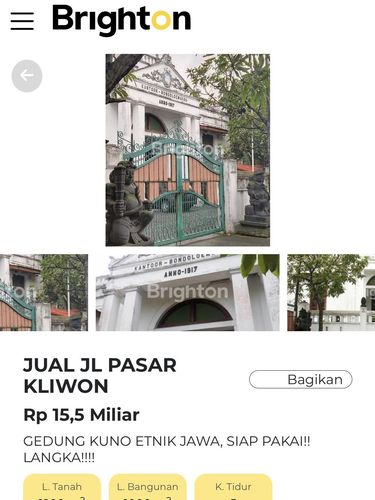 Bangunan Bondo Loemakso yang sudah menjadi milik perseorangan dijual di akun jual beli.
