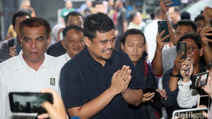 Bobby Nasution mendatangi DPP PKB, Jakarta, Selasa (4/6/2024). Bobby mengikuti uji kelayakan dan kepatutan (UKK) bakal Cagub Sumut.