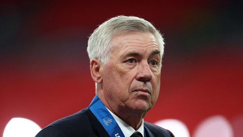 Soccer Football - Champions League - Final - Borussia Dortmund v Real Madrid - Wembley Stadium, London, Britain - June 1, 2024 Real Madrid coach Carlo Ancelotti celebrates after winning the Champions League REUTERS/Carl Recine