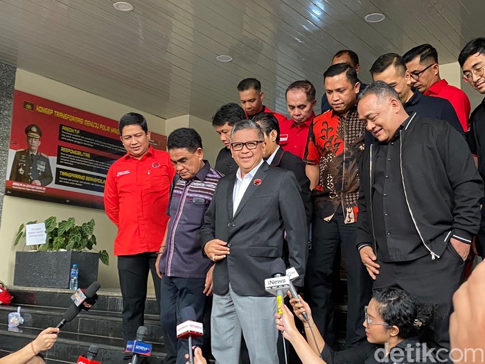 Sekjen PDIP Hasto Kristiyanto di Polda Metro Jaya (Wildan Noviansah/detikcom)