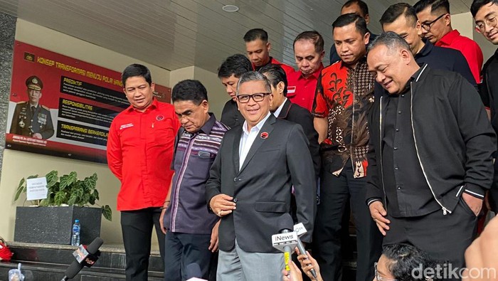 Sekjen PDIP Hasto Kristiyanto di Polda Metro Jaya (Wildan Noviansah/detikcom)