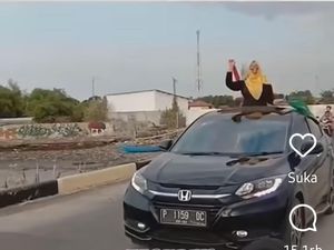 Viral Lagi di Medsos Video Emak-emak Bondowoso Ngevlog dari Sunroof Mobil