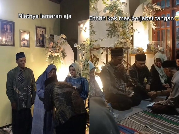 Foto lamaran sekaligus akad nikah pasangan Khofifatul Azizah dan Dimas Candra Adhitiya, kisah keduanya langsung viral di media sosial.