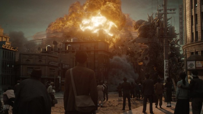 Godzilla Minus One Cuplikan adegan dalam film Godzilla Minus One.
