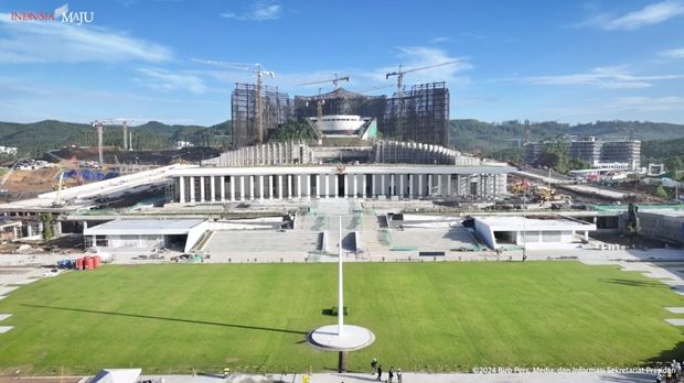 Proyek pembangunan Istana Negara di Ibu Kota Nusantara (IKN). (Tangkapan Layar Youtube Sekretariat Presiden)