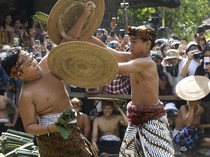 Aksi Berani Pria di Bali Ikut Perang Pandan Berduri