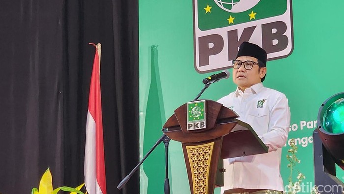 Ketum PKB Muhaimin Iskandar dalam acara Konsolidasi Calon Kepala Daerah di Hotel Grand Arkenso Semarang, Kamis (6/5/2024).
