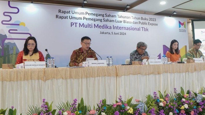 PT Multi Medika Internasional Tbk (MMI) menggelar Rapat Umum Pemegang Saham (RUPS) di Jakarta. Perseroan mengumumkan strategi dan program kerja yang menjadi fokus utama di tahun buku 2024.