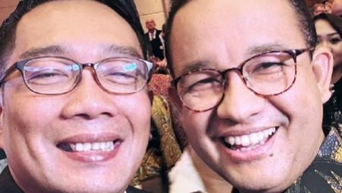 Mantan Gubernur Jawa Barat Ridwan Kamil mengunggah foto selfie bersama mantan Gubernur DKI Jakarta Anies Baswedan