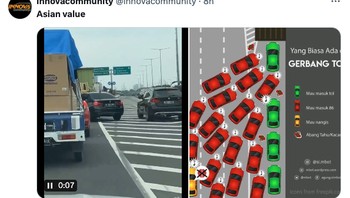 Asian value menyerobot pintu keluar tol. Foto: Twitter