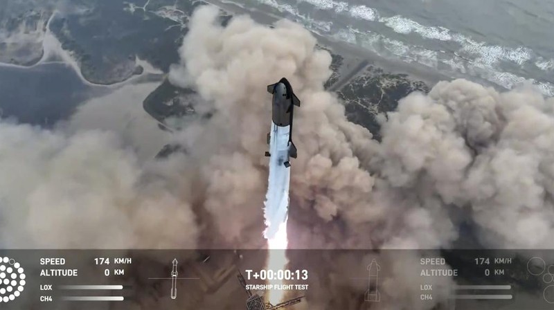 SpaceX's mega rocket Starship launches for a test flight from Starbase in Boca Chica, Texas, Thursday, June 6, 2024.  (SpaceX via AP)
