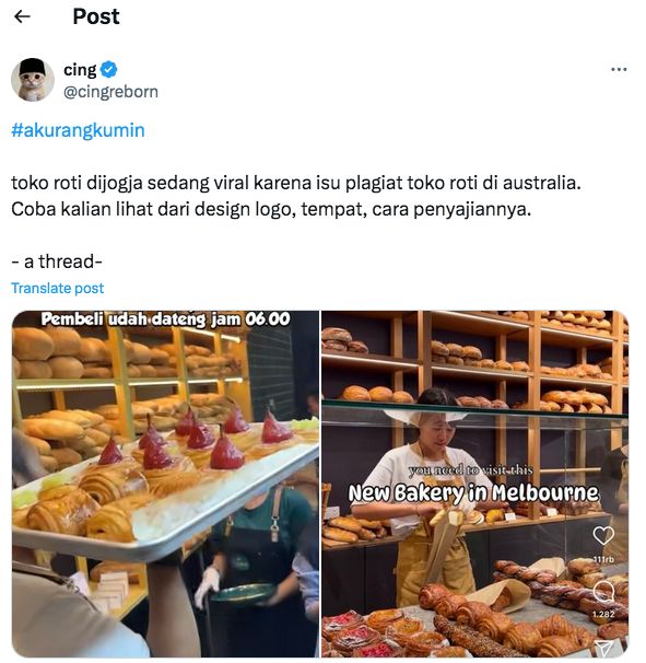Viral Toko Roti di Jogja Diduga Plagiat Toko Roti di Australia, Ini Klarifikasinya