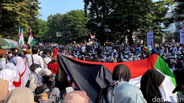 Aksi bela Palestina di Kota Bandung, Sabtu (8/6/2024).