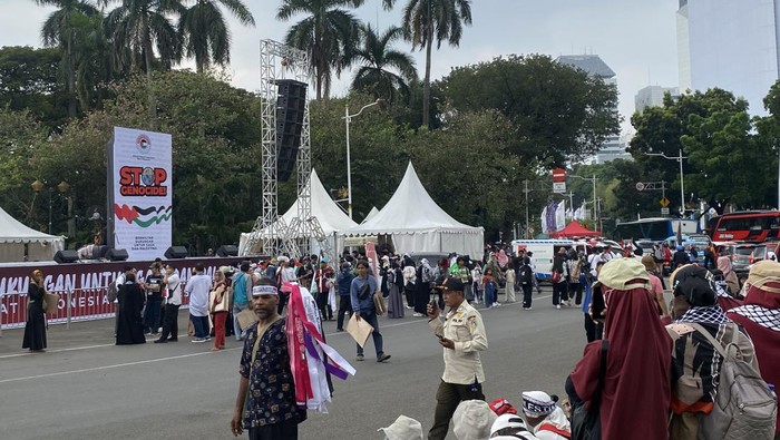 Gerakan Solidaritas untuk Palestina Mulai Berhimpun di Kawasan Patung Kuda Jakarta Pusat