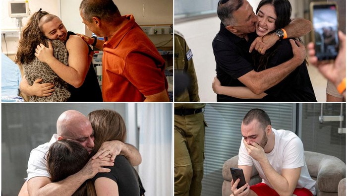 A combination picture shows (clockwise from top left) former hostages Almog Meir Jan, Noa Argamani, Andrey Kozlov and Shlomi Ziv who were held by Palestinian Islamist group Hamas in Gaza and rescued more than eight months later in a special operation by Israeli forces in the Gaza Strip, after their arrival in Ramat Gan, Israel June 8, 2024. Israeli Army/Handout via Reuters  THIS IMAGE HAS BEEN SUPPLIED BY A THIRD PARTY     TPX IMAGES OF THE DAY