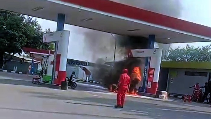 Dispenser SPBU di Cilegon terbakar. (Dok. istimewa)