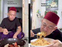 Nyak Kopsah Bikin Spaghetti Blegegnase, Pakai Daun Bawang hingga Seledri!