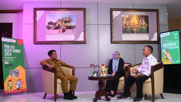 Pj Gubernur Sumatera Utara (Sumut) Hassanudin saat diwawancara oleh Tim Redaksi Website PON Sumut 2024