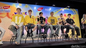 RIIZE menggelar acara Meet & Greet sebagai brand ambassador produk Nabati Richeese. (Foto: Atmi Ahsani Yusron/detikcom)