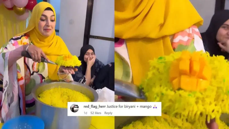 nasi biryani nyeleneh topping mangga