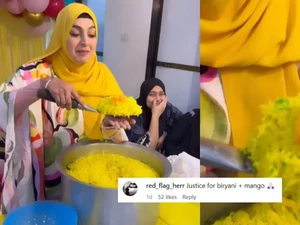 Nyeleneh! Wanita Ini Masak Nasi Biryani Pakai Topping Mangga