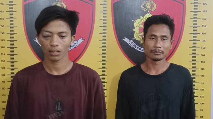 Tampang 2 pekerja yang mencuri arang batok bosnya. (dok. Polres Sergai)