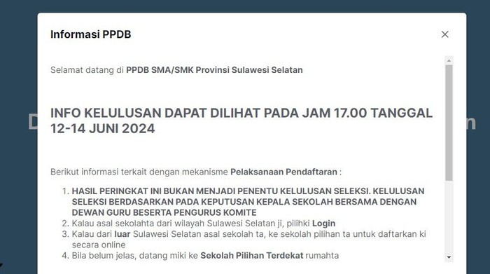 Jadwal pengumuman PPDB Sulsel.
