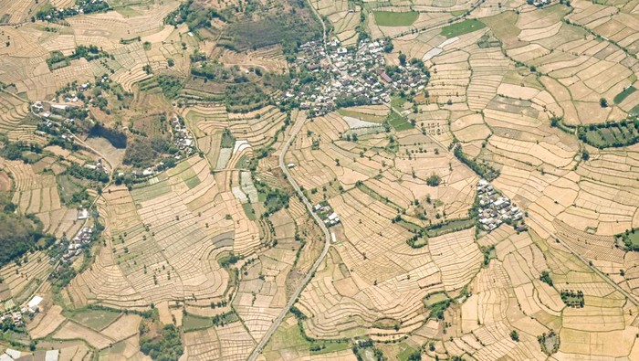 Lombok Timur Siaga Kekeringan, Sawah-sawah Mengering! Foto udara kawasan persawahan yang mengering di wilayah Lombok Timur, NTB, Rabu (12/6/2024). Badan Meteorologi, Klimatologi dan Geofisika (BMKG) NTB menyatakan berdasarkan monitoring dan prediksi curah hujan dasarian, delapan daerah di NTB berpotensi untuk bersiaga mengalami kekeringan meteorologis di antaranya di Kabupaten Dompu (Kecamatan Kempo, Kilo, Pajo), Bima (Kecamatan Belo, Donggo, Lambitu Palibelo, Wawo, Wera), Kota Bima (Kecamatan Raba, Rasanae Timur), Lombok Barat (Kecamatan Lembar), Lombok Timur (Kecamatan Sambelia), Lombok Utara (Kecamatan Bayan), Sumbawa (Kecamatan Labuhan Badas, Lape, Moyohilir, Sumbawa, Unter Iwes) dan Sumbawa Barat di Kecamatan Jereweh.ANTARA FOTO/Ahmad Subaidi/Spt.