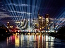 Pertunjukan Cahaya Terangi Kota Frankfurt Jelang Euro 2024