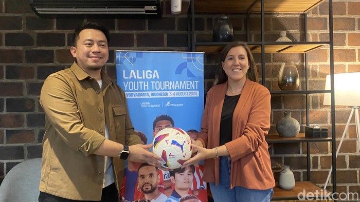 Sesi jumpa pers LALIGA Youth Tournament 2024 oleh delegasi LALIGA, Rabu (12/6/2024).