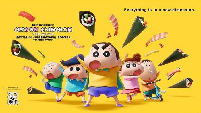Cuplikan adegan dalam film Crayon Shinchan: Flying Sushi.
