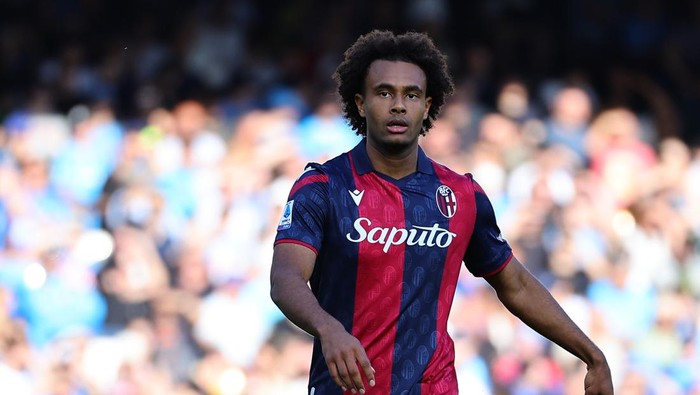 Joshua Zirkzee of Bologna FC during the Serie A football match between SSC Napoli and Bologna FC at Diego Armando Maradona stadium. Naples (Italy), May 11th, 2024. (Photo by Cesare Purini/Mondadori Portfolio via Getty Images)