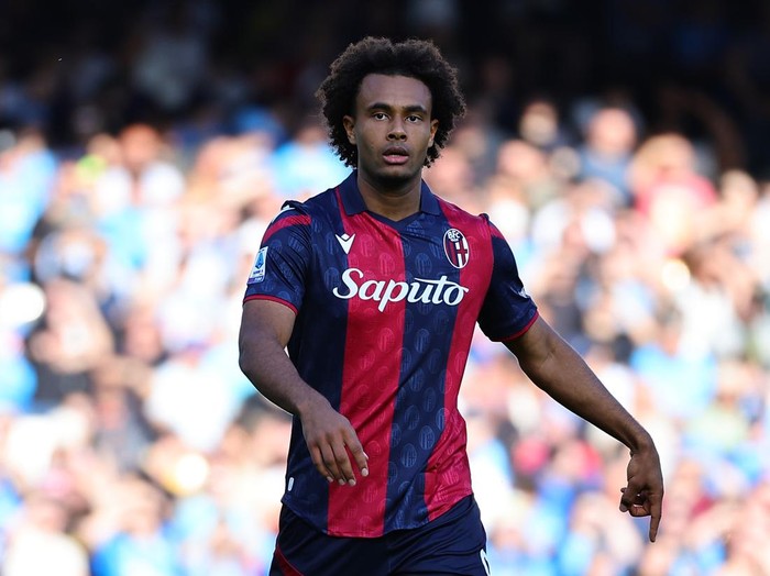 Joshua Zirkzee of Bologna FC during the Serie A football match between SSC Napoli and Bologna FC at Diego Armando Maradona stadium. Naples (Italy), May 11th, 2024. (Photo by Cesare Purini/Mondadori Portfolio via Getty Images)