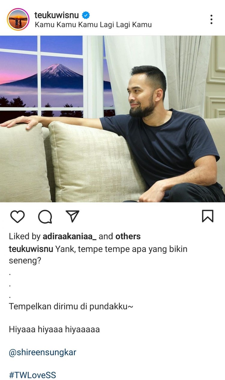 Teuku Wisnu sering membuat netizen tertawa dengan jokes bapak-bapak. Berikut ini di antaranya.
