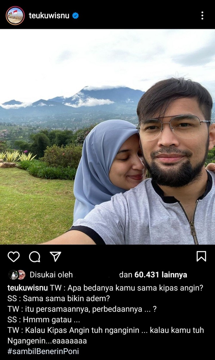 Teuku Wisnu sering membuat netizen tertawa dengan jokes bapak-bapak. Berikut ini di antaranya.