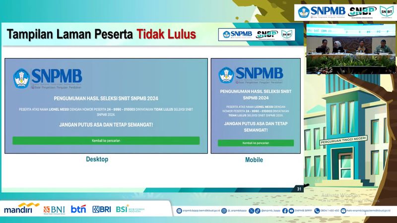 Tampilan peserta lolos SNBT 2024