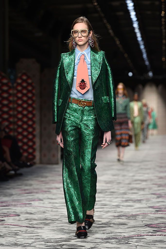 MILAN, ITALY - SEPTEMBER 23:  A model walks the runway during the Gucci fashion show as part of Milan Fashion Week  Spring/Summer 2016 on September 23, 2015 in Milan, Italy.  (Photo by Venturelli/Getty Images)