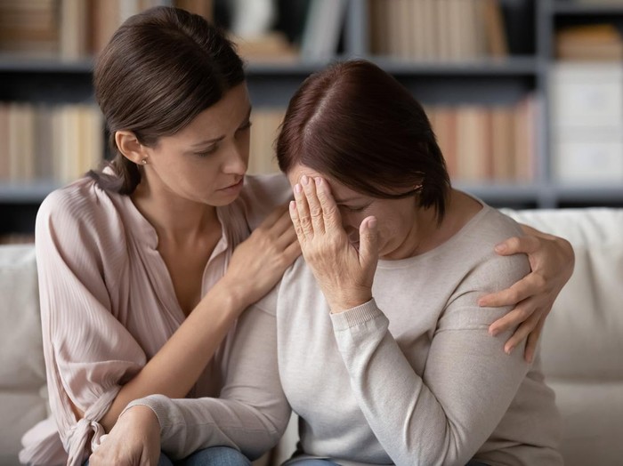 1092982208 The depression woman think something at home
