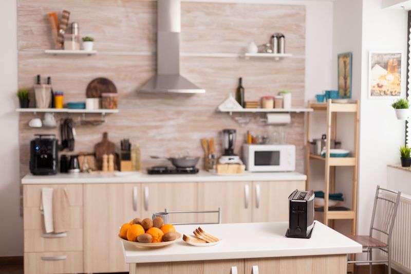 Desain dapur tema beige.