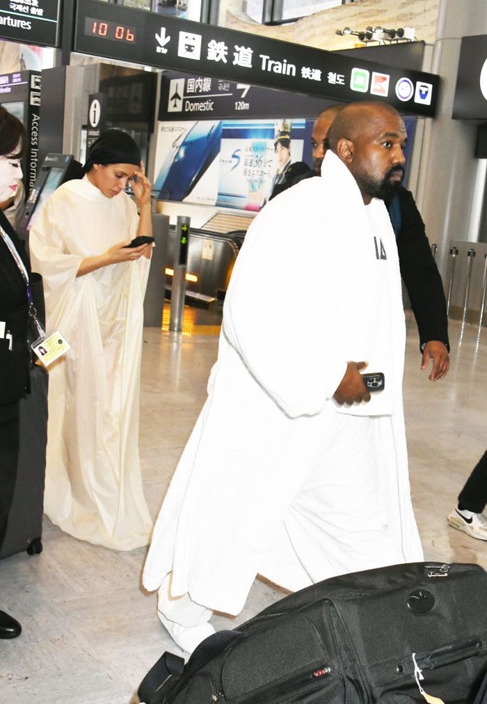 NARITA, JAPAN - JUNE 09: Bianca Censori and Kanye West are seen upon arrival at Narita International Airport on June 09, 2024 in Narita, Japan. (Photo by Jun Sato/WireImage)