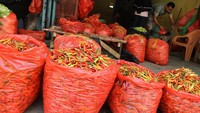 Harga cabai di pasar tersebut mengalami kenaikan jelang Idul Adha 1445 H. Harga cabai rawit naik dari Rp 36 ribu menjadi Rp 40 ribu/kg dan cabai keriting naik menjadi Rp 45 ribu dari Rp 40 ribu/kg.