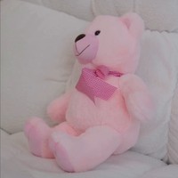  Terdapat pula sofa putih dengan hiasan boneka Teddy Bear pink. Foto: Instagram/@jscmila